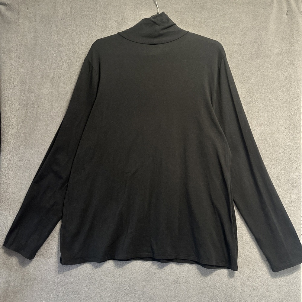 J. Jill Jersey‎ Turtleneck Shirt Top Size XL Black Stretch Layering Minimalist - Picture 3 of 5